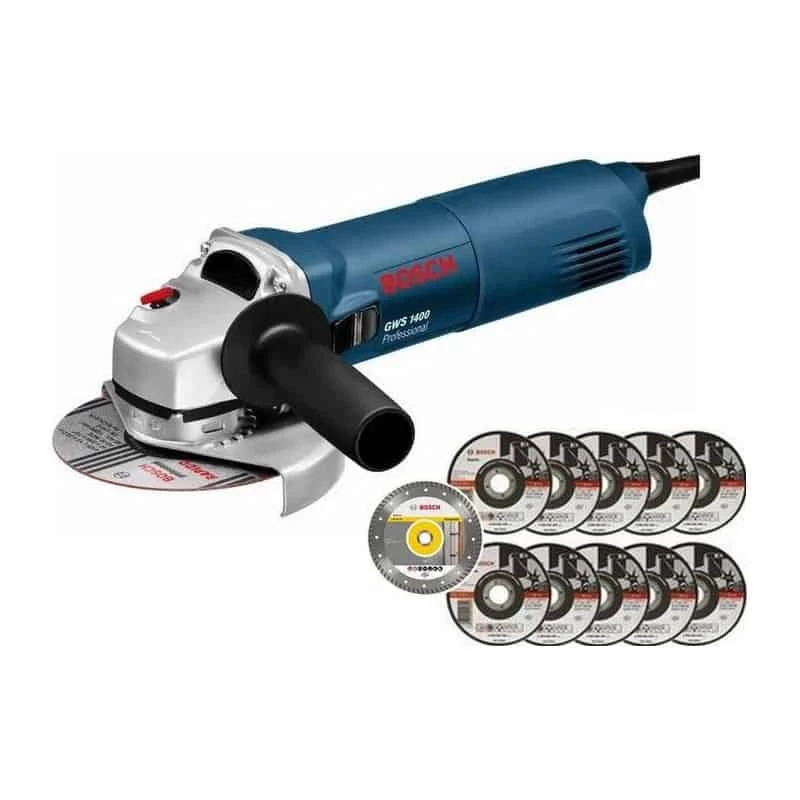 PACK - BOSCH Meuleuse Ø 125 Mm 1400 W + 11 Disques - GWS1400 Pack 3 PACK - BOSCH Meuleuse Ø 125 Mm 1400 W + 11 Disques - GWS1400 Pack